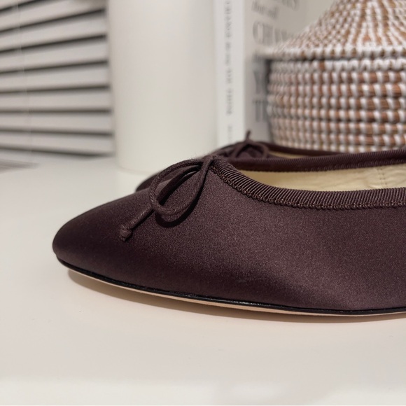 new LOEFFLER RANDALL Leonie satin bow ballet Mary Jane flats 7.5 brown - Picture 9 of 11